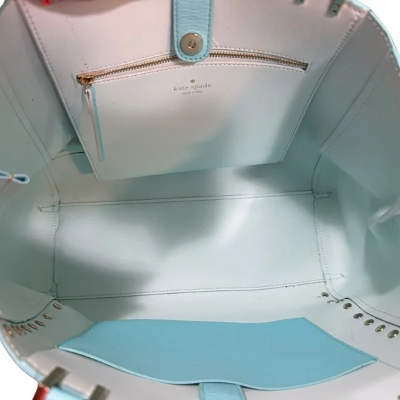 kate spade Turquoise Leather Studded Tote Bag - Picture 4 of 5